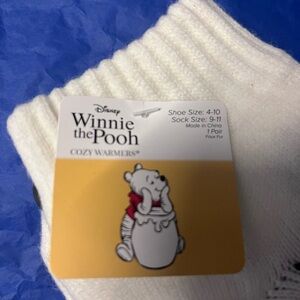 Disney Winnie the Pooh Fuzzy White Socks